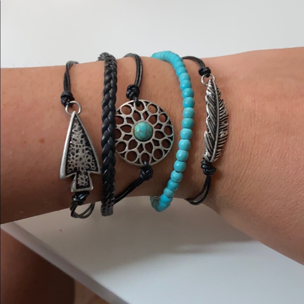 5 Layer Turquoise Charm Bracelet